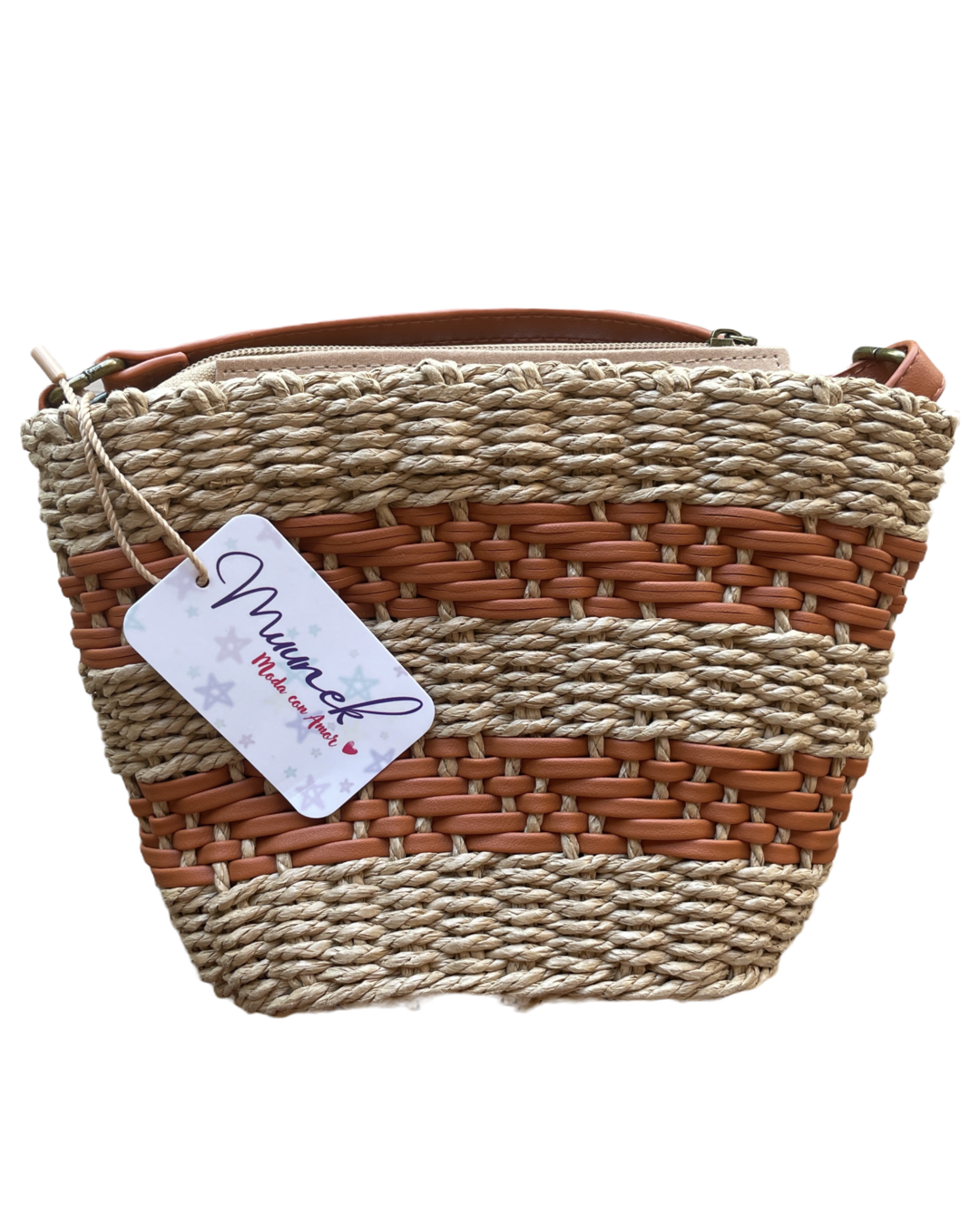 BOLSO CESTA BANDOLERA RAFIA TEJIDA