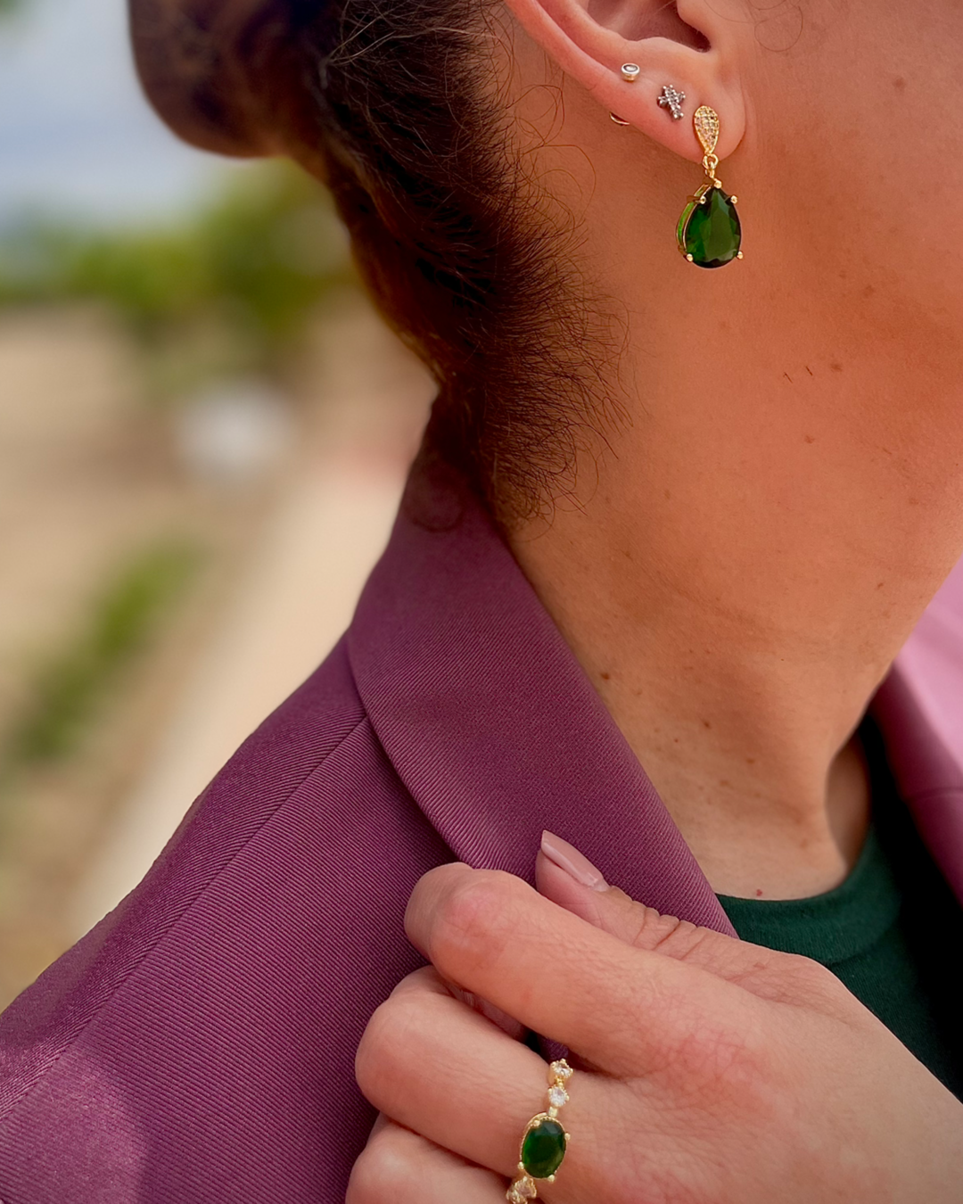 PENDIENTES PIEDRA VERDE