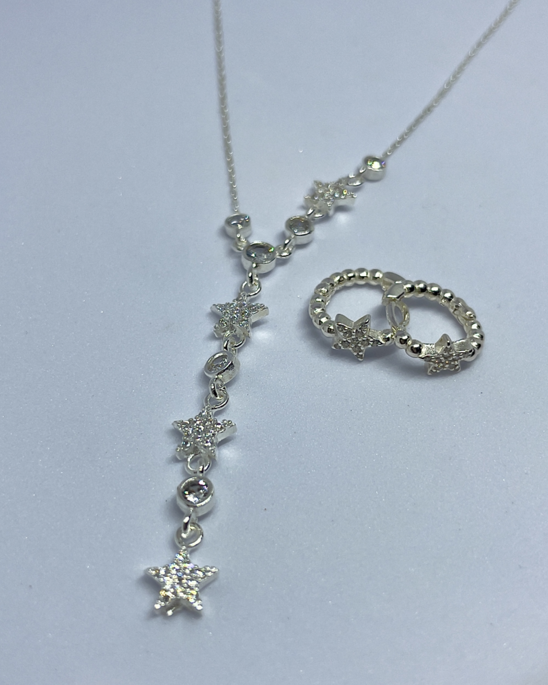 CONJUNTO ESTRELLAS EN PLATA LEY 925