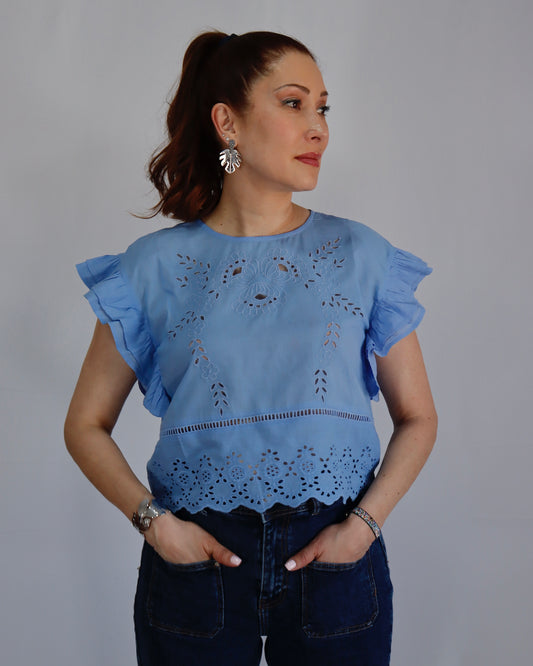 BLUSA VOLANTES BORDADO INGLES