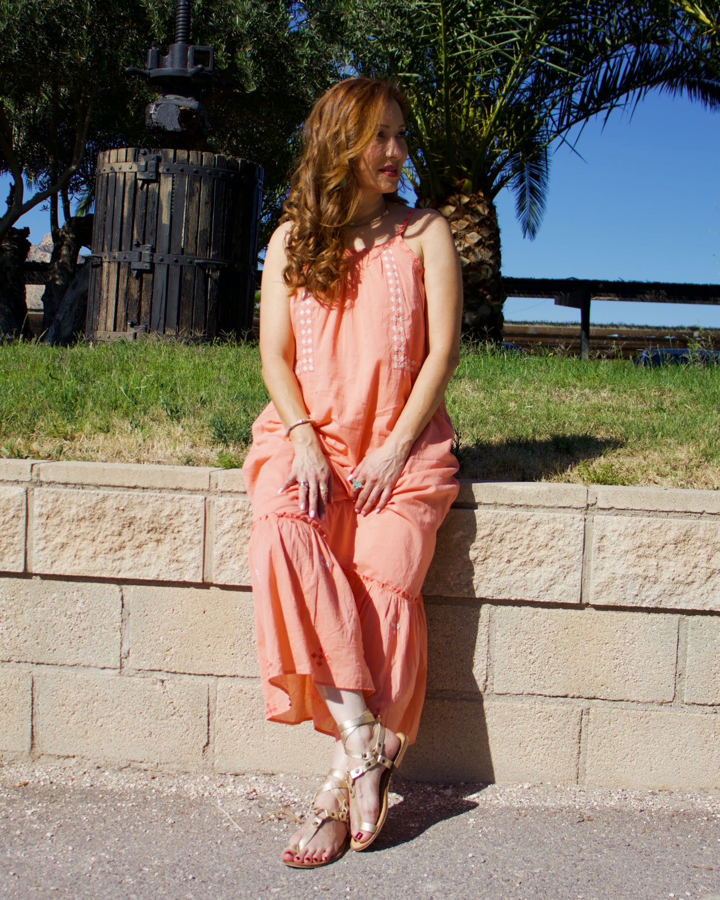 VESTIDO PEACH  BORDADOS