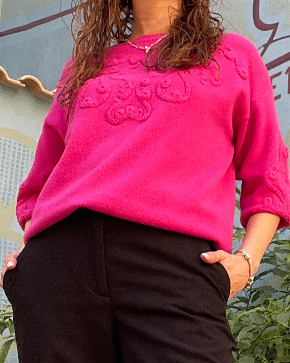 JERSEY FUCSIA EN PUNTO BORDADO