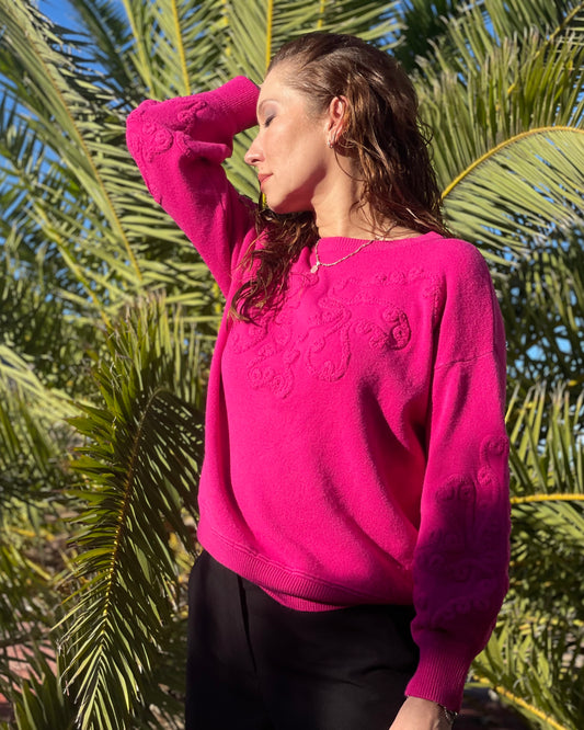 JERSEY FUCSIA EN PUNTO BORDADO